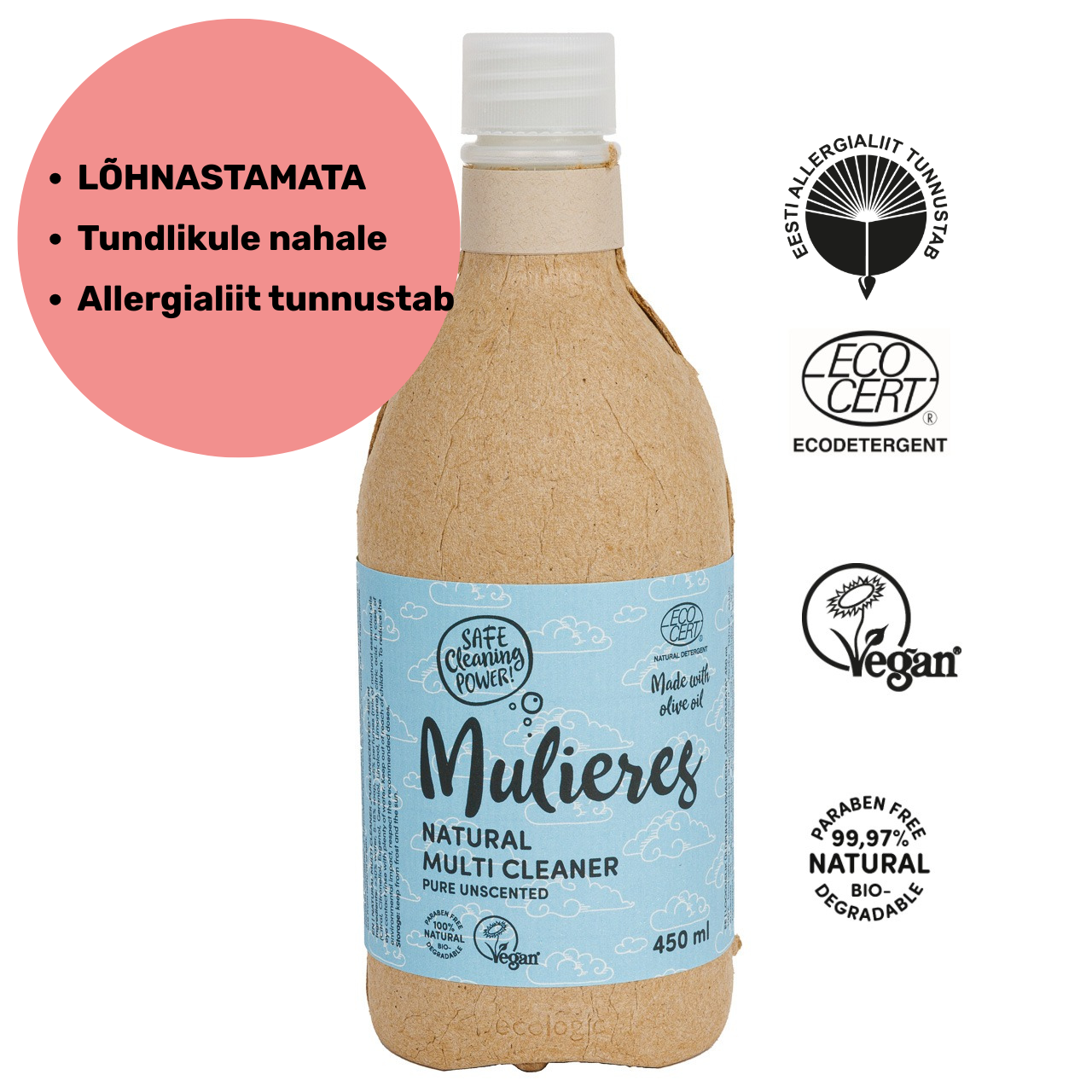 LÕHNASTATAMATA Tundlikule nahale Allergialiit tunnustab (1) Yleispuhistusaine – Hajusteeton 0,45 l - Image 1