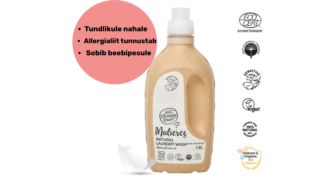 Pesugeel lõhnatu e pood Pyykinpesuaine – “HAJUSTEETON” 1,5l - Image 1